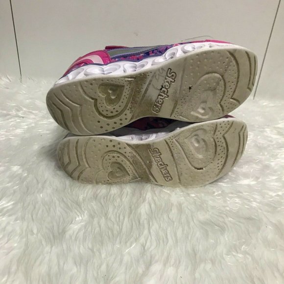 Skechers KIDS Girls casual trendy Pink and Purple Light Up Heart Shoes Size 3 - Picture 6 of 6